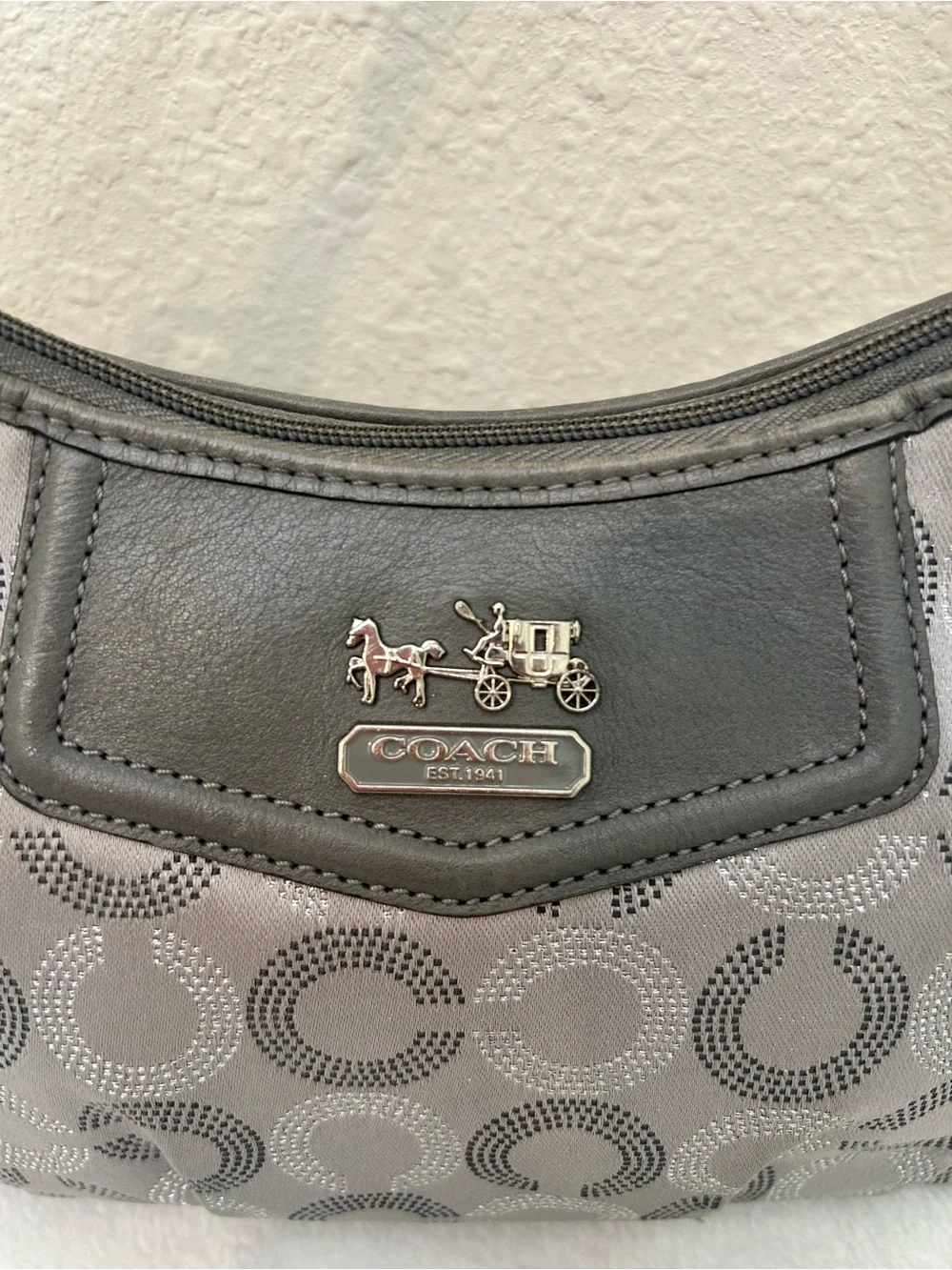 Coach Madison Dotted Op Art Gray G1082- 44379 Shoulder Bag Mini Hangtag Y2K